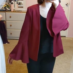 Red Blazer with Flared Sleeves